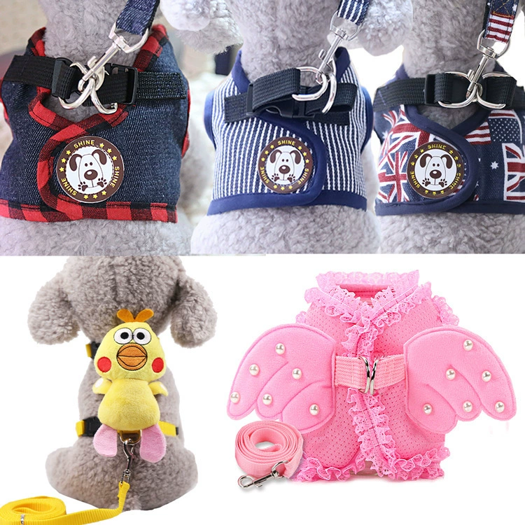 Clearance of spring and summer dog leash denim outdoor cat chest strap pet dog leash supplies Teddy cat available