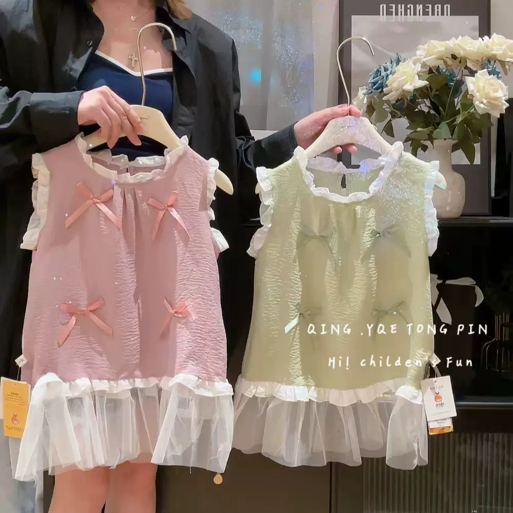 女童蝴蝶结纱裙童装2025新款儿童连衣裙气质公主裙子女孩连身裙潮