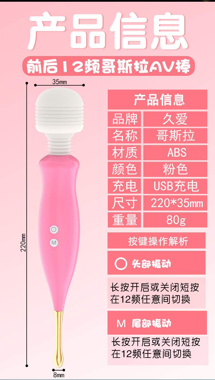 Jiuai Godzilla Vibrating Massager for Women, Pink ABS Electric Control — detail image 12