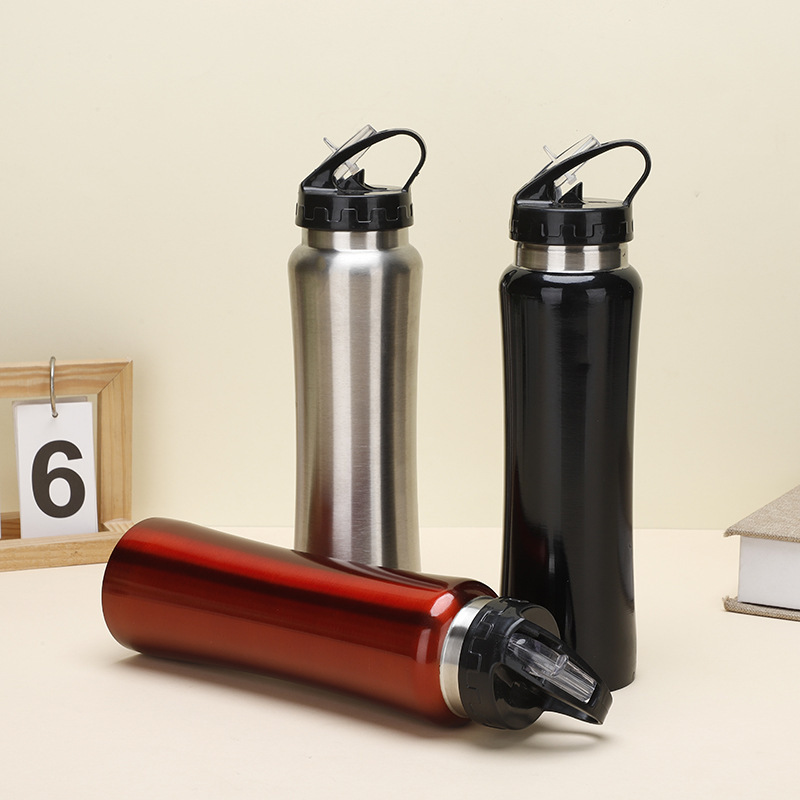 De Acero inoxidable simple olla escalada 304 de doble capa de aislamiento al vacío taza deportes al aire libre botella de agua con paja taza de agua portátil