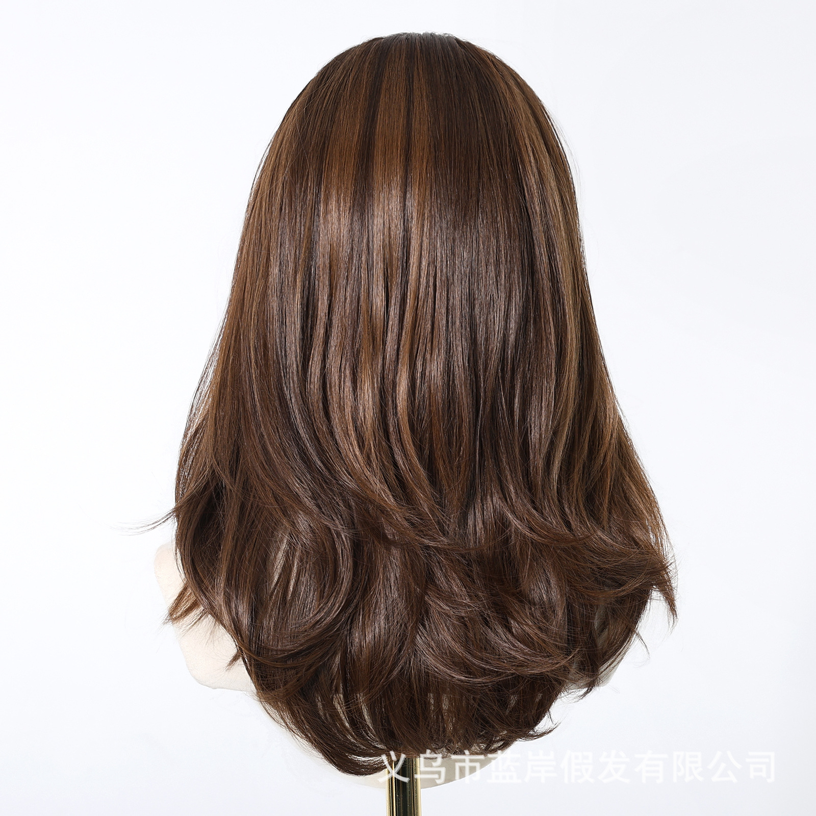 Nueva peluca de encaje de área grande para mujer 13*6 flequillo largo de ocho caracteres marrón oscuro rizo de cola de cabello conjunto completo stock de fábrica