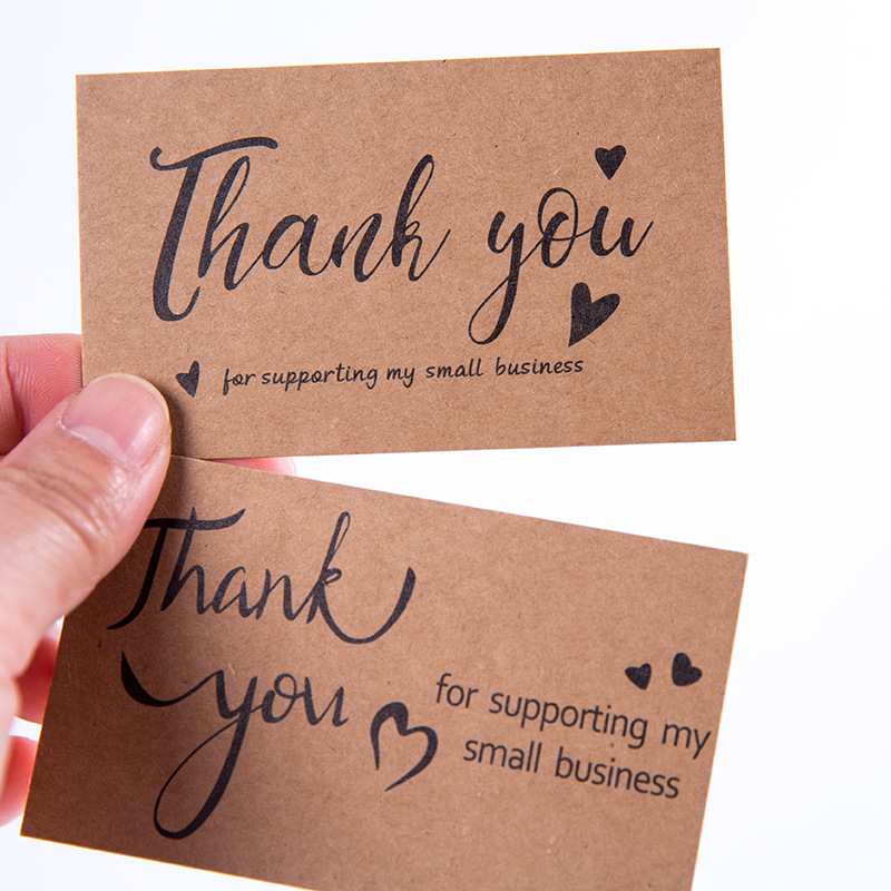 Wholesale kraft paper thank you card 300g kraft card thank you gift card packaging decoration card