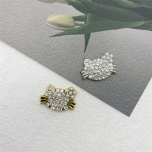 可爱卡通猫咪配件合金镶钻珍珠饰品新款发夹手机壳鞋花DIY材料