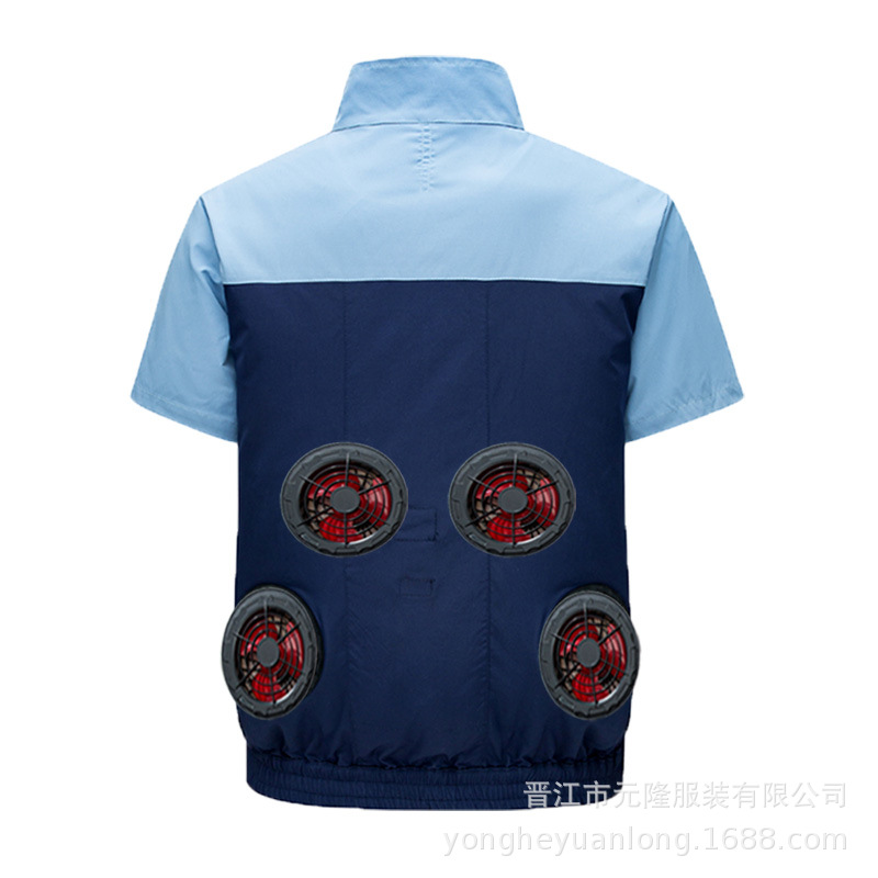 Traje transfronterizo de aire acondicionado de enfriamiento de verano con ventilador, herramientas de refrigeración, ropa de ventilador de prevención de insolación al aire libre, ropa de seguro laboral para hombres, ropa de trabajo