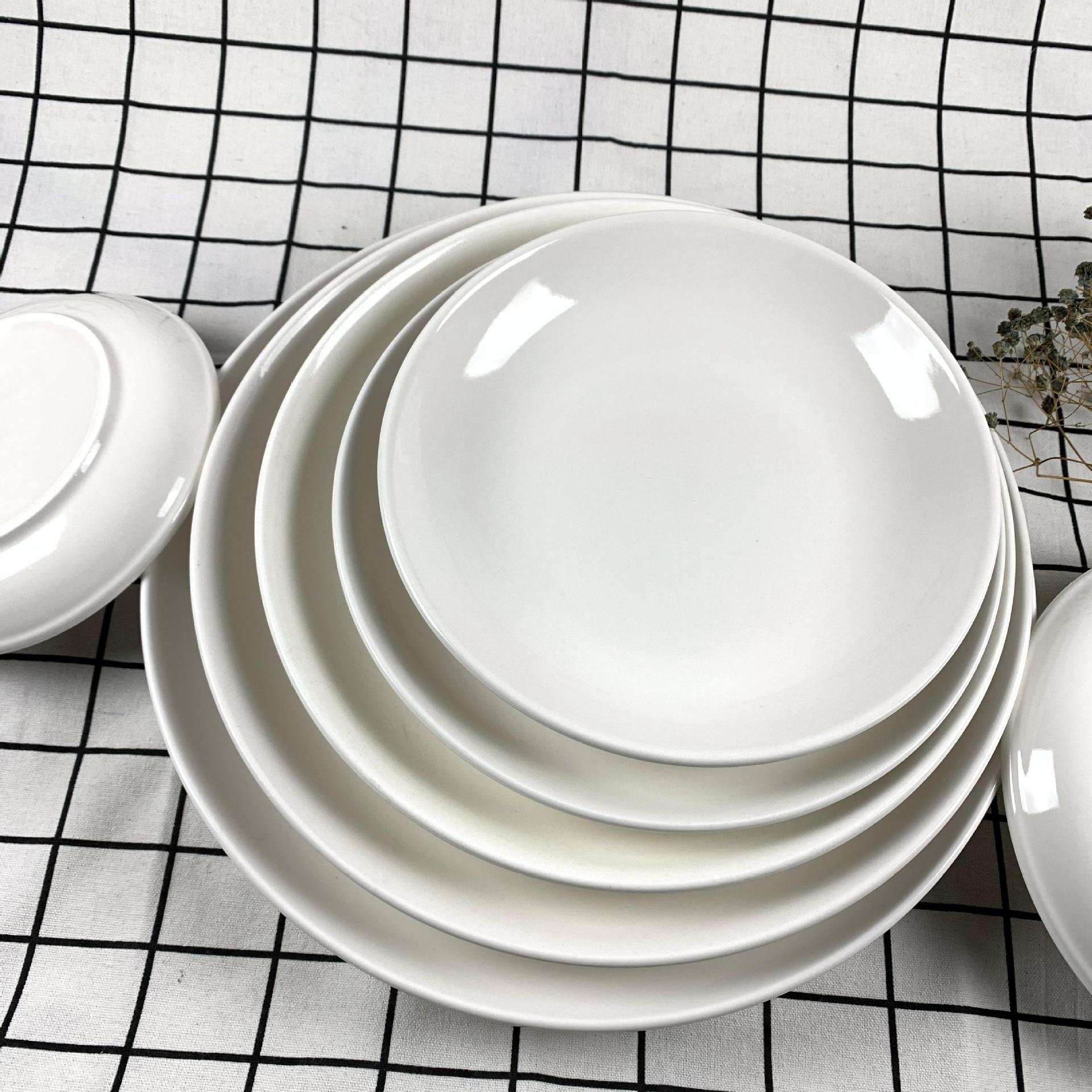 Fábrica directa de hoteles y restaurantes caseros plato de fruta blanca pura 6 pulgadas plato de fruta - 18 pulgadas plato de arroz plato de platos de platos de platos profundos