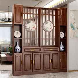 进门入户屏风隔断柜新中式置物架客厅现代实木正对大门双面玄关柜