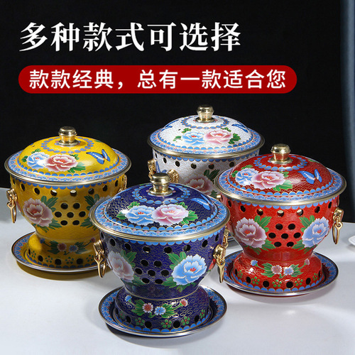 Jingtailan single-person enamel hot pot, small fire hot pot, individual serving alcohol hot pot, household single-person oil hot pot furnace, pure copper pot