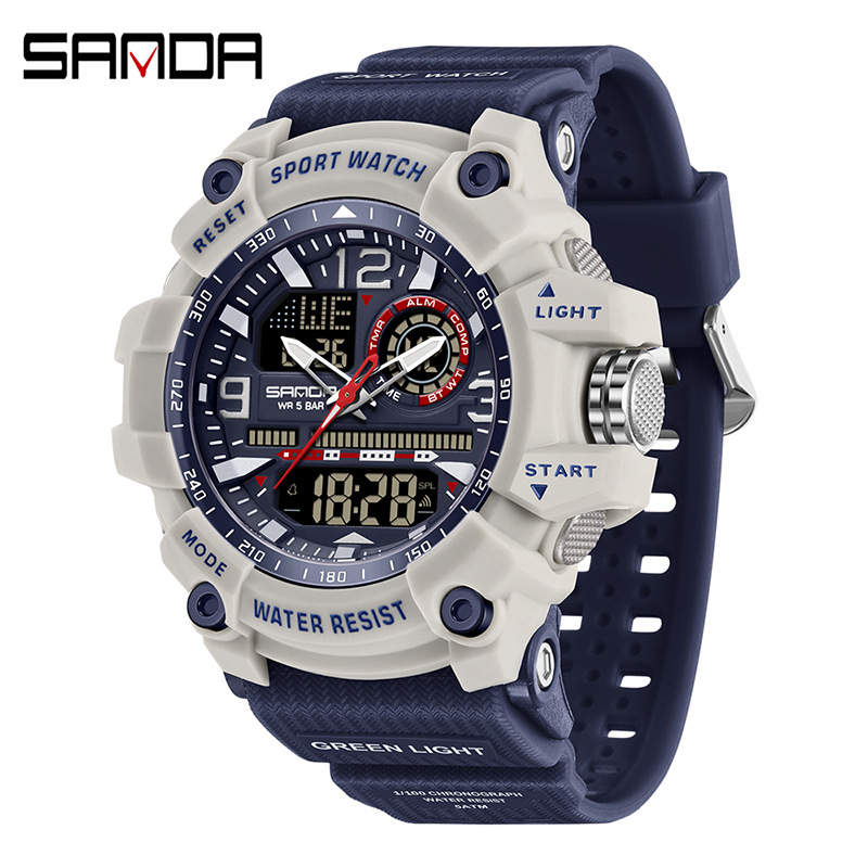 Reloj electrónico Sanda Reloj deportivo multifuncional de moda juvenil SANDA Reloj despertador impermeable Reloj para estudiantes 3367