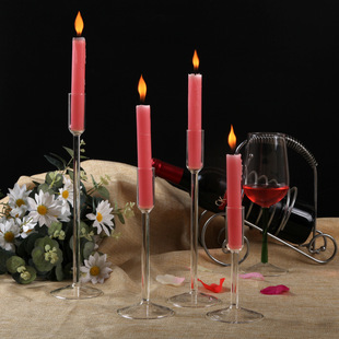 European-style transparent high-legged long-rod glass candle holder large, medium and small simple but not simple wedding props romantic evening