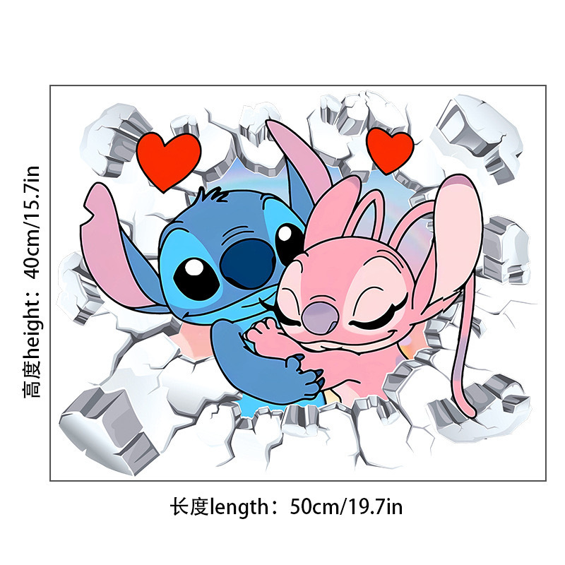 Cartoon transfronterizo Sticky pared pegatinas tridimensionales a través de la pared decoración de la pared de la habitación de niños pegatinas autoadhesivas diseño de fondo creativo