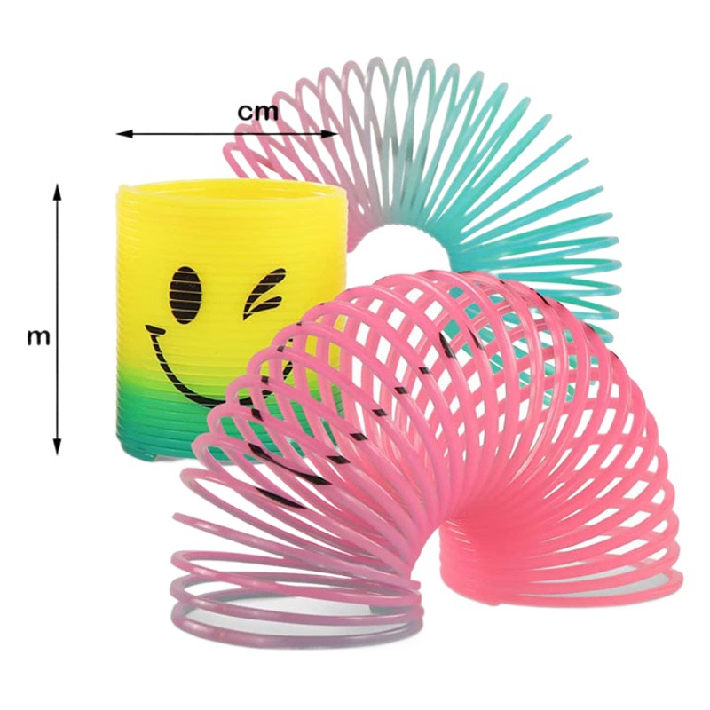 Gradiente de color del arco iris anillo fiesta de cumpleaños de los niños pequeño regalo colorido anillo elástico jardín de infantes juguete anillo de primavera Smiley