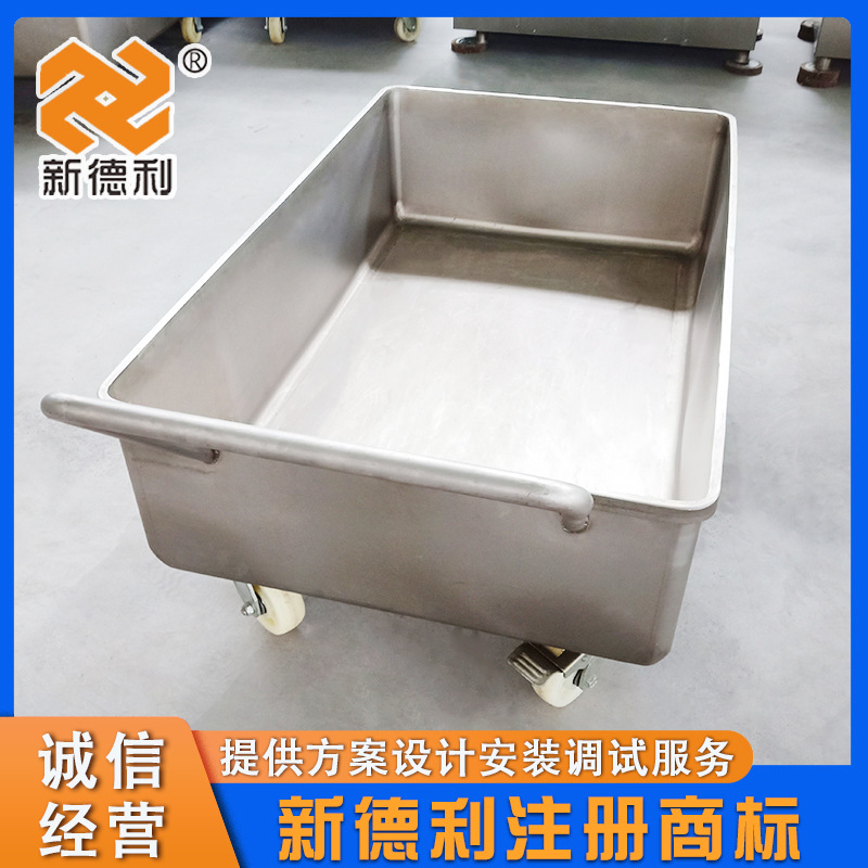 304不锈钢食品物料周转车食品级肉料小推车桶车商用预制菜小料车