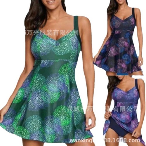 2024 Amazon AliExpress Independent Store Separate Large Size Conservative Long Skirt Tankini Swimsuit High Elasticity