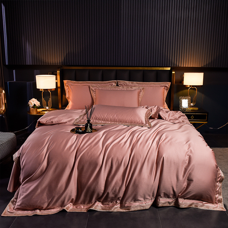 100 algodón australiano largo algodón satin homenaje bordado cuatro piezas set de algodón desnudo cama cama cama de gama alta