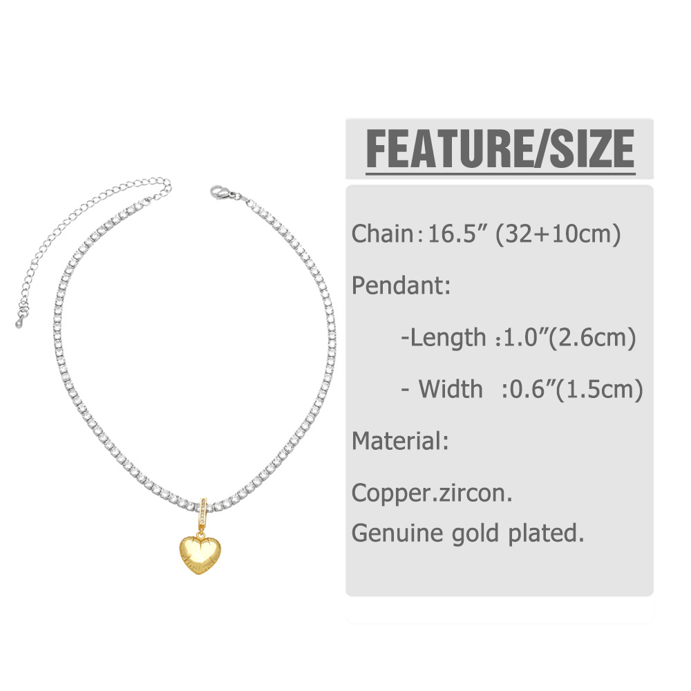 16g Weight 18K Gold Plated Plating Material Zircon Inlay Material Copper 18K Gold Plated Simple Style Star Heart Shape Inlay Zircon Pendant Necklace