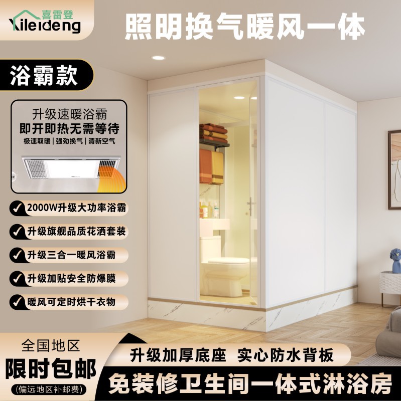 一体式卫生间整体淋浴房干湿分离集成洗澡间家用厕所卫浴改造房间