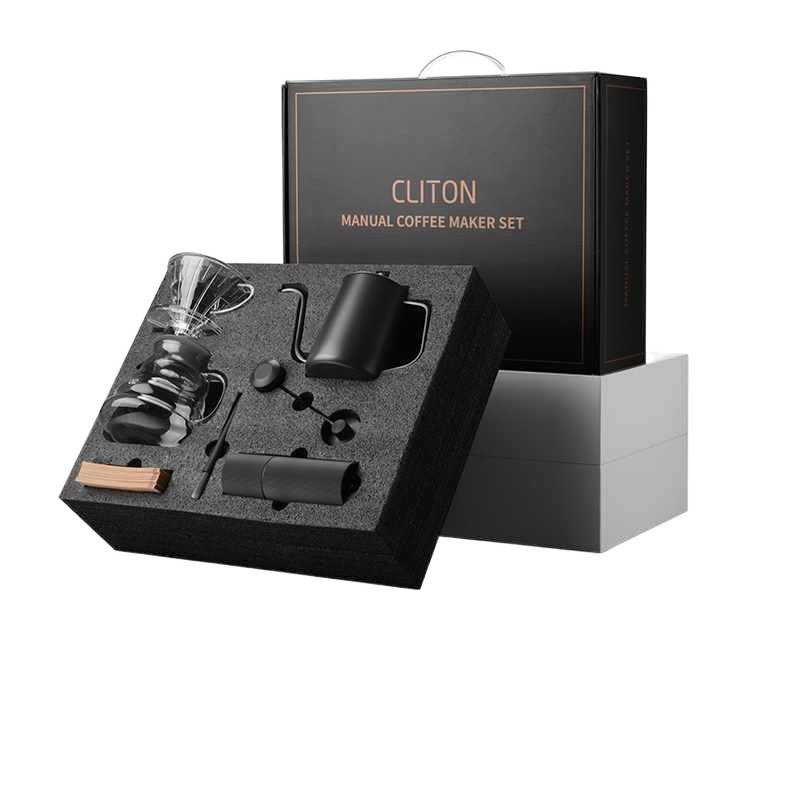 Kit de cafetera de lavado de mano molino de mano máquina de café instrumento de molienda manual entrada portátil combinación al aire libre conjunto completo de caja de regalo