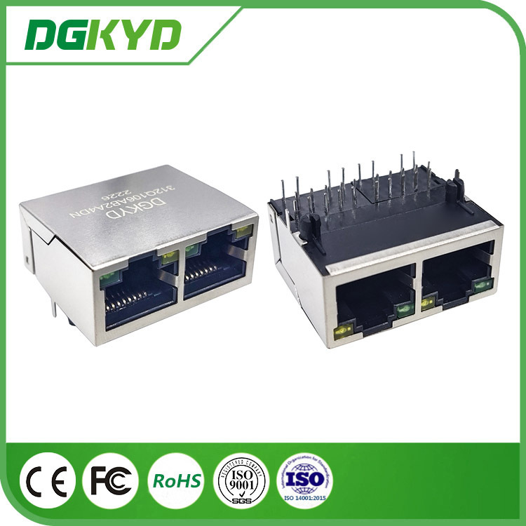 Multi-port 1X2 RJ45 Network Connector Ethernet Transformer Gigabit Integrated Filter with Light Shielding Multi-port 1X2 RJ45 Network Connector Ethernet Transformer Gigabit Integrated Filter with Light Shielding
