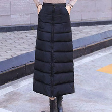 羽绒棉裙半身裙女2024秋冬新款高腰a字裙中长款加厚大码冬天女裙