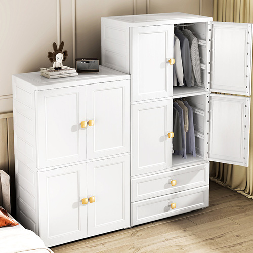 Overly Large 70 Width White Open Door Storage Cabinet for Infants and Children, Hanger Style Tiered Storage Cabinet with Drawer Cabinet