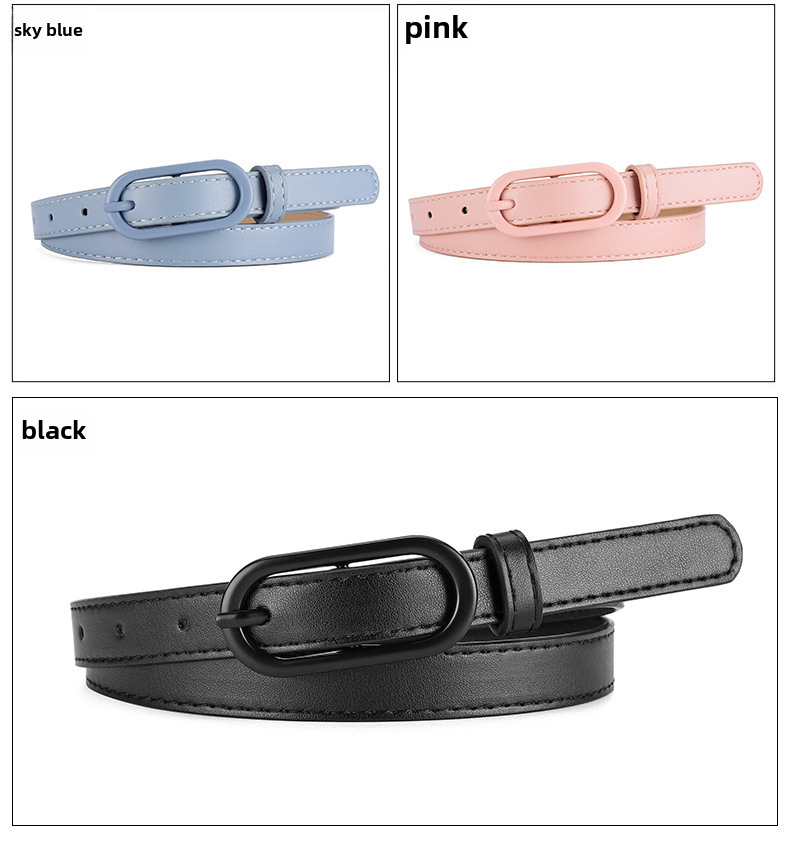 Macaron Color Matching UP Pin Buckle Belt Women's Dress All-match Decorative Belt Cross-border High-end Sense New Belt_viptrois.com