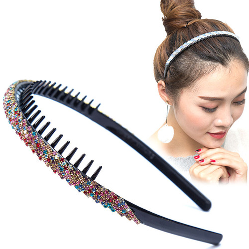 Korean rhinestone simple non-slip headband face-washing hair clip with teeth hair accessory Korean style adult trendy hairpin for women