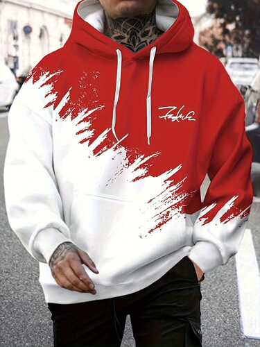Cross-border hit men's 3D pattern print hooded sweatshirt with kangaroo pocket casual long-sleeved shirt, comfortable