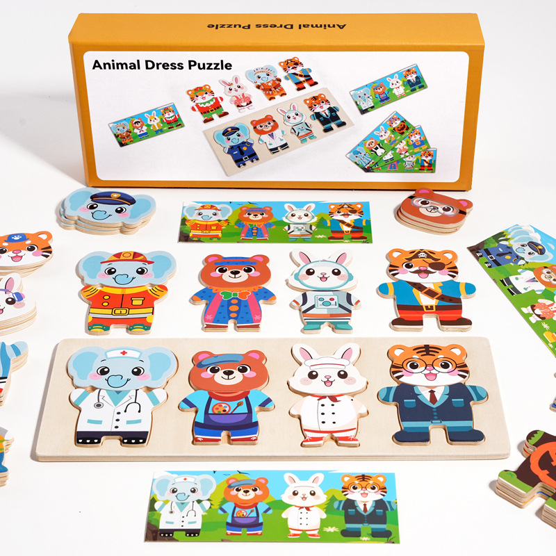 Educación infantil infantil transfronteriza parque zoológico cola de transposición ayuda de enseñanza infantil puzzle animal juguetes interactivos