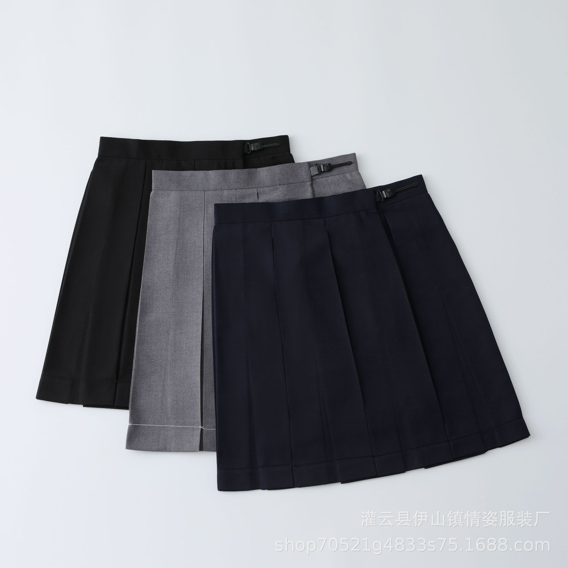 2023 Japanese jk Uniform Solid Color Box Pleated Skirt Black Grey Blue Joker Skirt School for Students