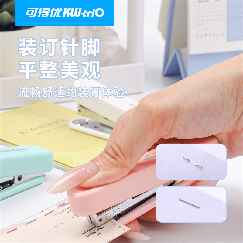 Disponible 5101 Mini Cute 10 grapadora pulgar prensa 10 páginas de papelería estudiantil grapadora