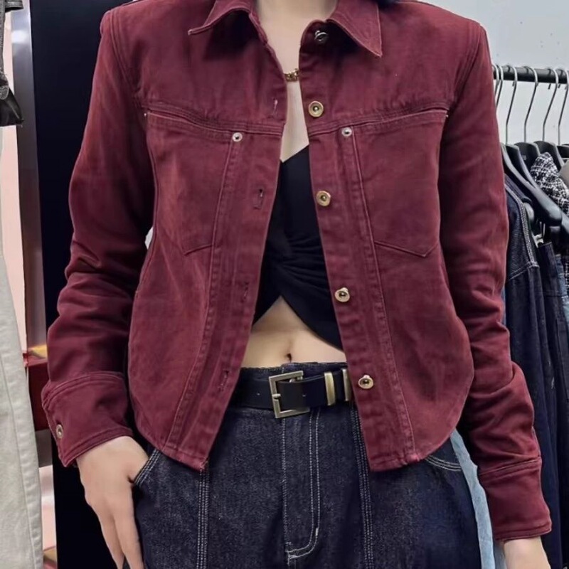 Long-Sleeved Denim Short Jacket for Women, Stylish Autumn New Style, Hong Kong Style Niche Shirt Jacket, Versatile and Sweet-Cool