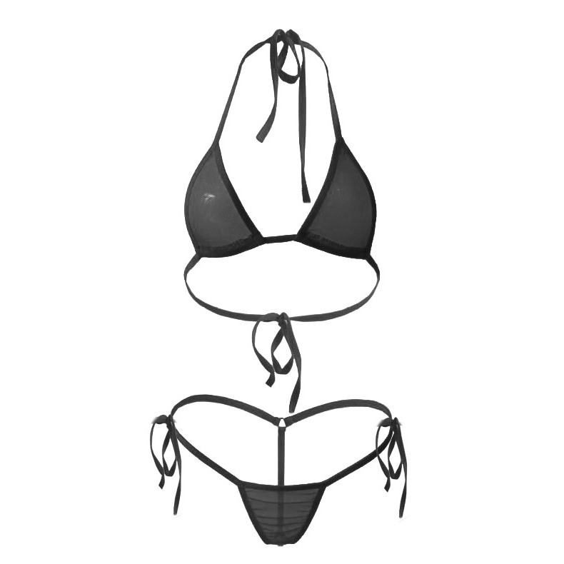 Cross-border sexy lingerie Women's European and American sexy mesh three-point bikini perspective temptation bra underwear suit Cross-border sexy lingerie Women's European and American sexy mesh three-point bikini perspective temptation bra underwear suit