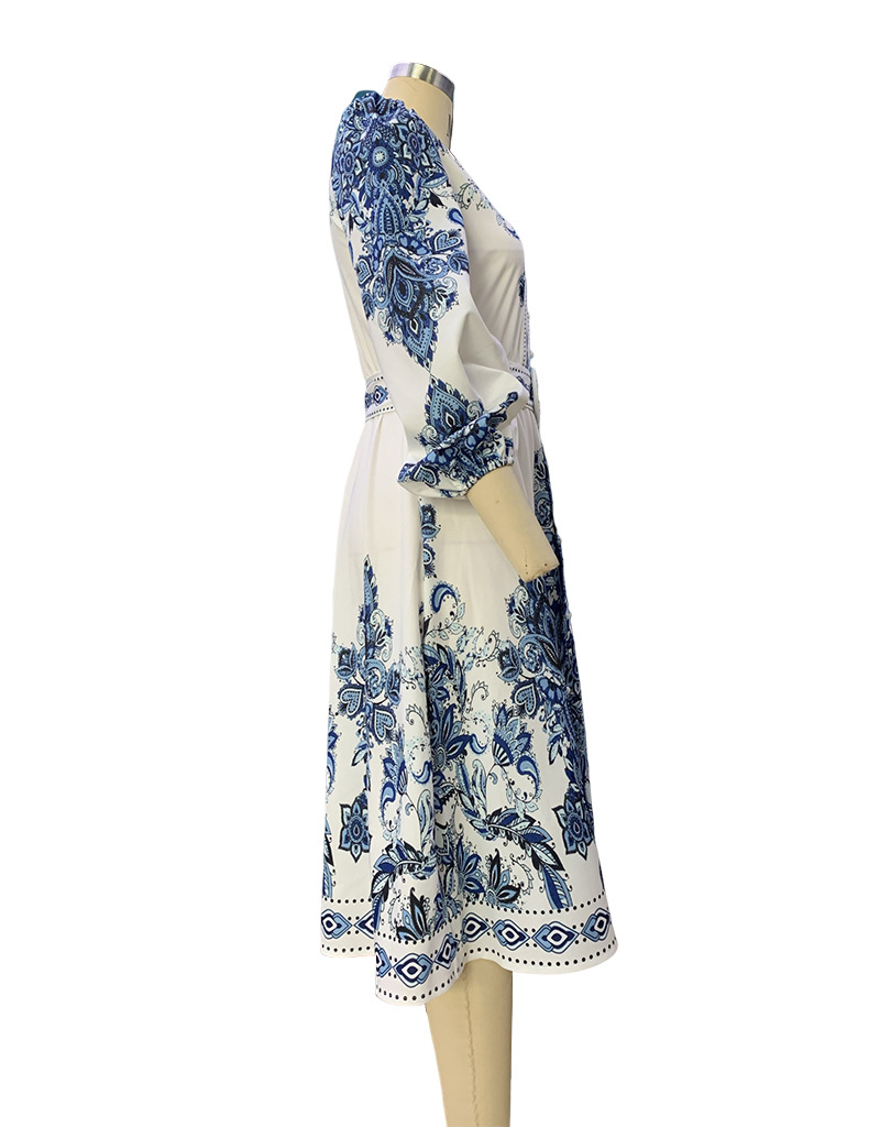 FD1294 In Stock 2023 Spring New Fashion V-Neck Long Sleeve Bohemian Print Dress For Women_ecoleips.com
