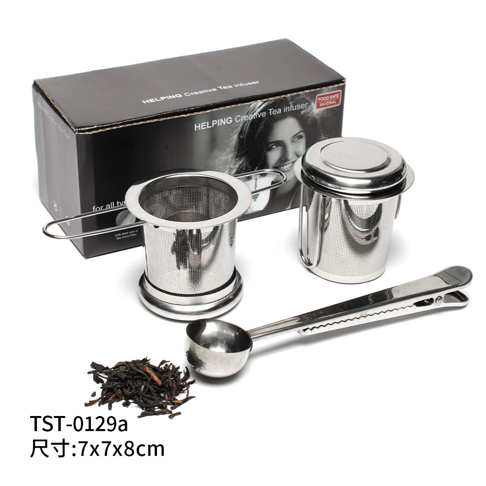 Suministro directo de fábrica fabricante de té 304 colador de té de acero inoxidable simple plegable juego de té binaural accesorios gran cantidad en stock