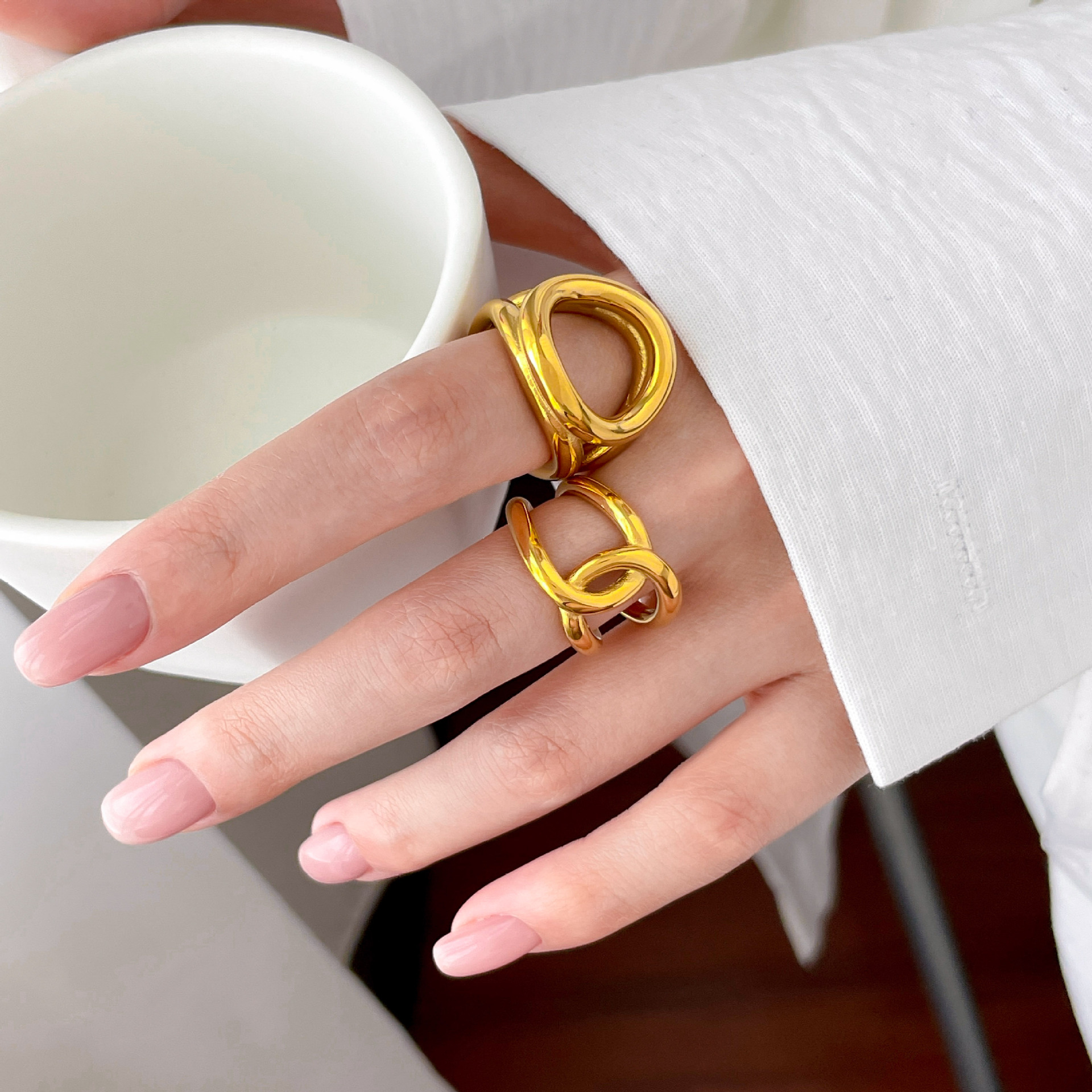 Joyería Al Por Mayor Estilo Simple Estilo Clásico Geométrico Acero Titanio Enchapado Anillos display picture 9