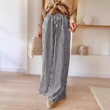 I 78621 Striped Straight Casual Pants ����ֱͲ���п�羳