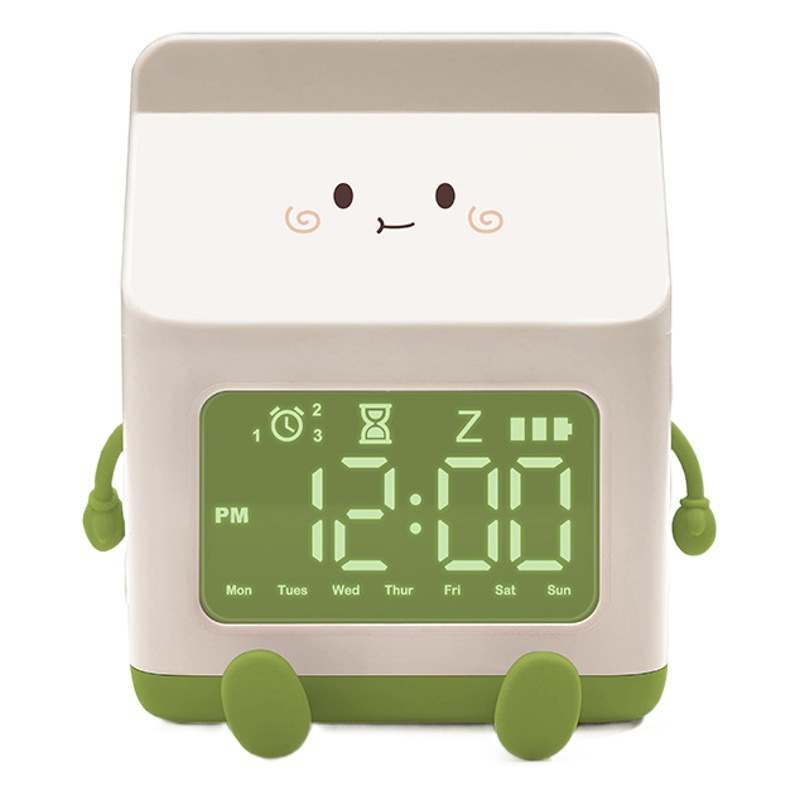 Nueva caja de leche de dibujos animados reloj despertador multifuncional estudiante especial despertador electrónico niños estudiante despertador digital