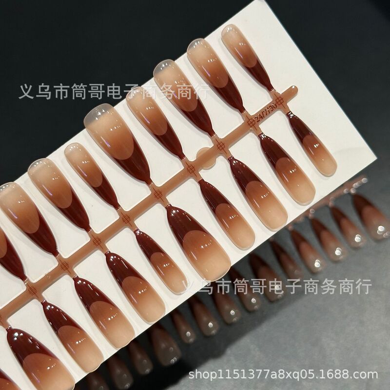 30 Pieces of Handmade Wearable Manicure Long Almond French Style Versatile Detachable Finished Nail Patches, Ice-Clear and Lightweight