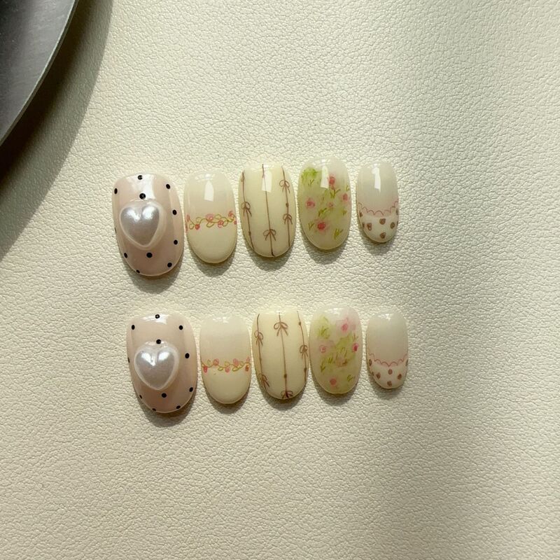 Purely Handmade Wearable Nails, Popular on Xiaohongshu and Instagram, Cross-Border Oval Spring Style Small Floral Nail Pieces, Nail Art Wholesale Purely Handmade Wearable Nails, Popular on Xiaohongshu and Instagram, Cross-Border Oval Spring Style Small Floral Nail Pieces, Nail Art Wholesale