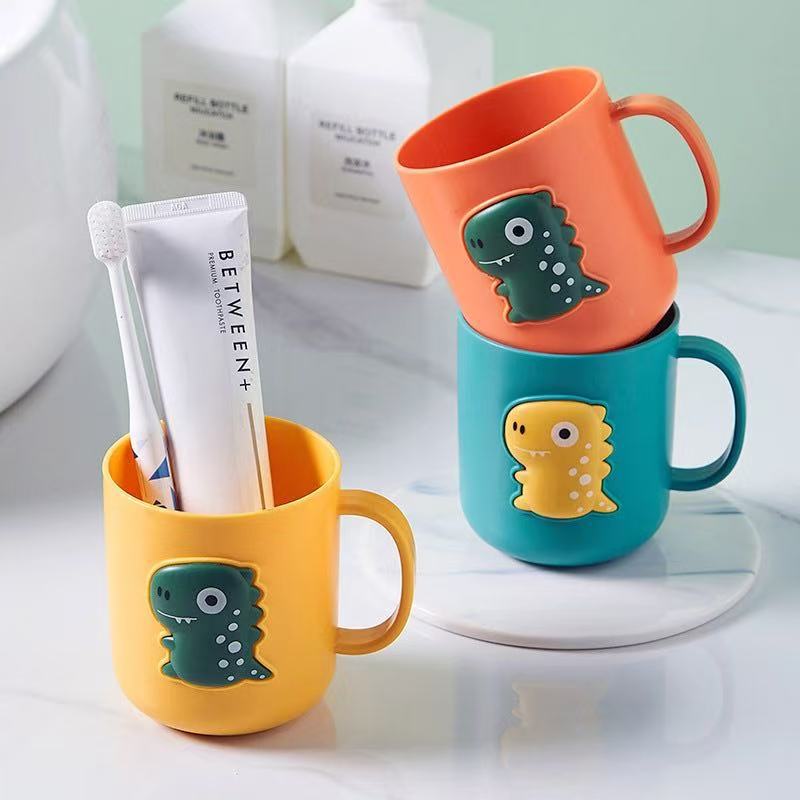 Cepillo de dientes 3D con diseño de dinosaurio, adorable vaso de enjuague bucal con dibujos animados, creativo, para hombres, mujeres y niños, estilo nórdico._voghion.com