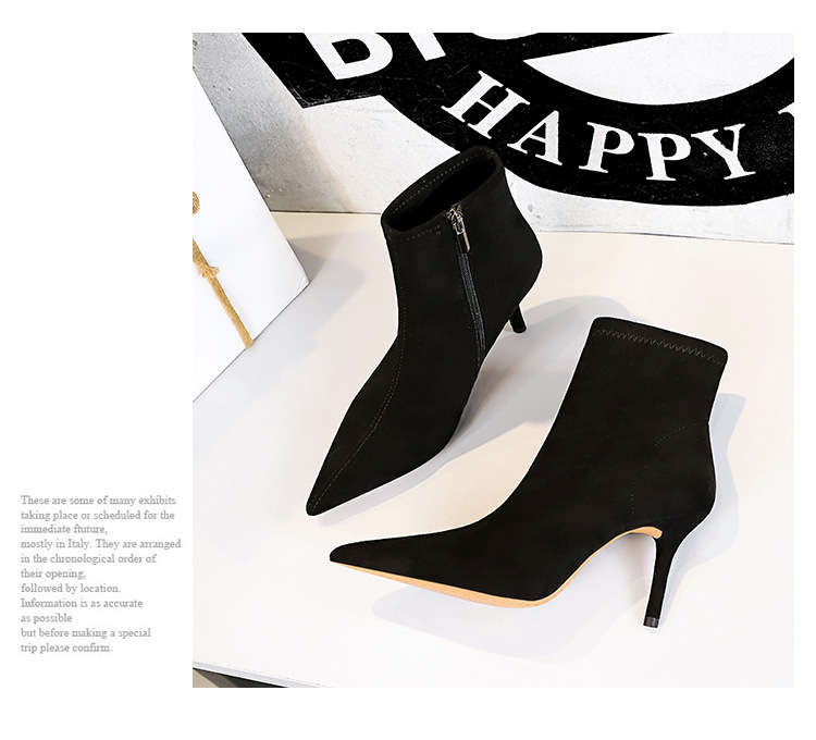 ShoeVault 8788-7 European And American Style Simple Thin Suede Pointed Toe Sexy Nightclub Slimming High Heel Short Tube Women's_vogvips.com