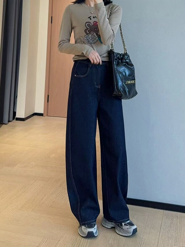 修饰腿型柔软舒适有筋骨高腰显瘦休闲弯刀牛仔裤女2025秋G091306|undefined