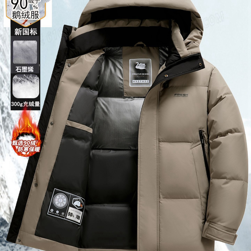 Men's down Jacket for Winter 2025, New Dad's Goose down Jacket, Extremely Cold-Resistant Thickened Warm Coat