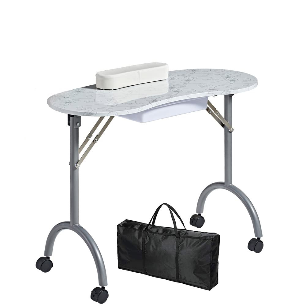 Mesa de manicuras portátil transfronteriza plegable lámpara de mesa de manicuras mesa de belleza con aspiradora mesa de manicuras fabricantes al por mayor