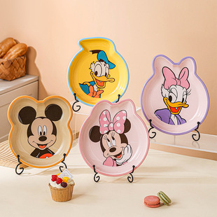 Disney's New Fun Mickey Ceramic Plate Household Plate High-Looking Cute Children's Shape Plate Cartoon Dinner Plate