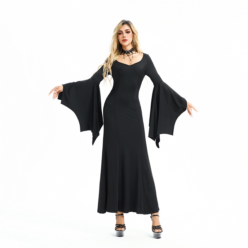 Halloween Costume In European And Style, American Hot Girl Nightclub Queen Bat Sleeve Slim Dress, Dark Gothic Women's_ecoleips.com