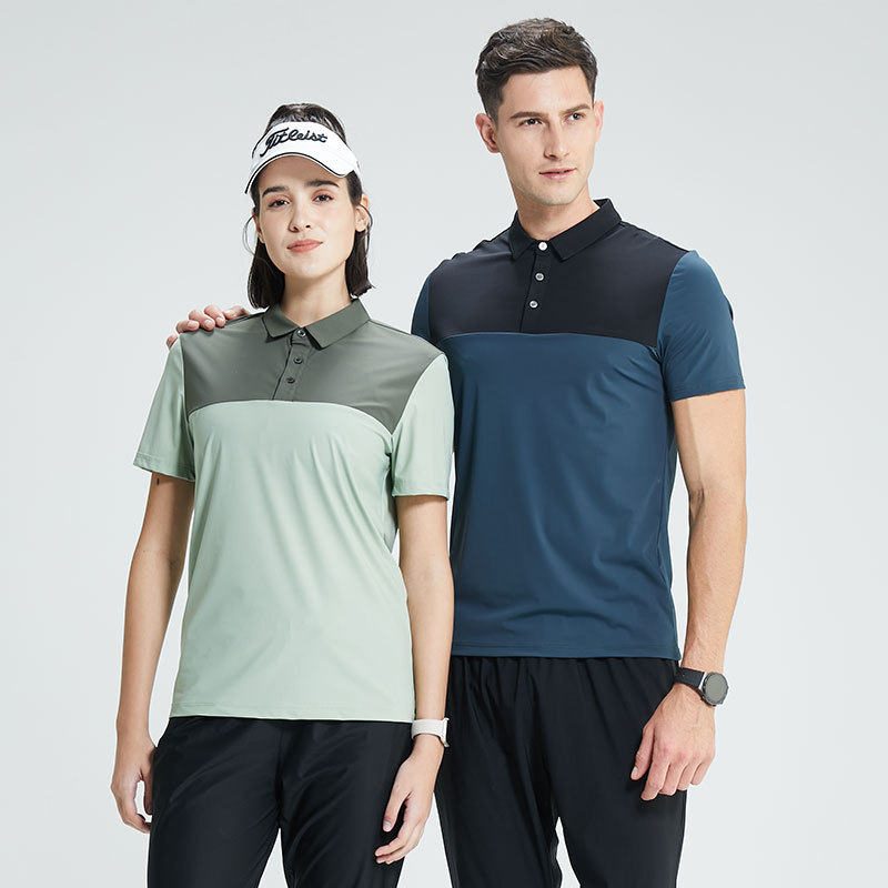 Top de color de contraste, camiseta deportiva de manga corta para hombre, ropa de fitness de golf, ropa de grupo al aire libre, camisa POLO de solapa para hombre