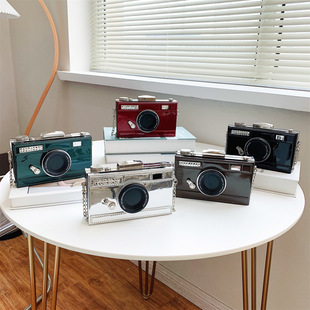 Internet Celebrity Camera Bag New 2025 K-Style Fashion Stylish Ins Patent Leather Glossy One-Shoulder Cross-Body Box Bag for Women