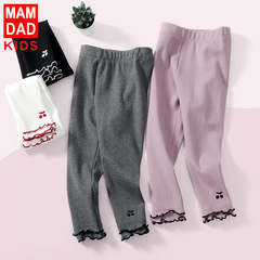 Children's leggings for spring and autumn, thin, high elasticity, floral edge, sweet princess style leggings for outerwear, high-waisted