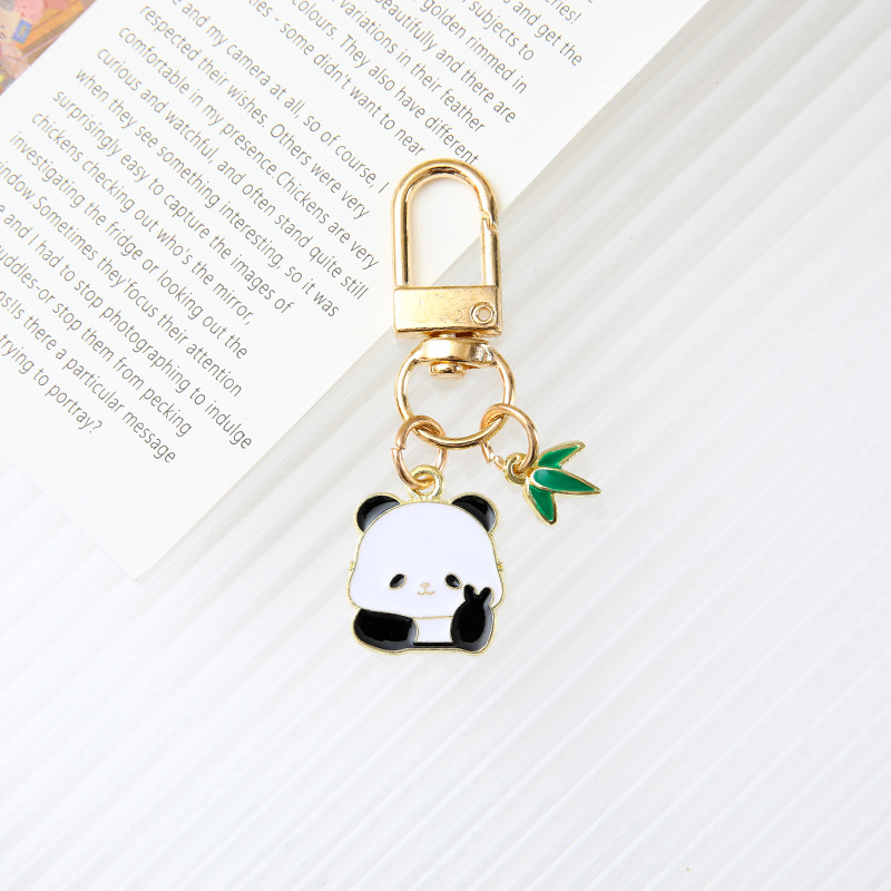 New Cute Panda Metal Keychain Cartoon Cute Funny Panda Key Chain Pendant Men and Women Bag Pendant